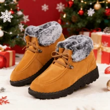 2025 Winter New Style Warm Thickened Snow Boots For Women, Short Boots, Outdoor Warm Large Size Women's Boots, Fashionable, Versatile, Comfortable Casual Shoes For Women, Sizes 36-43 - Màu vàng - Xem 2
