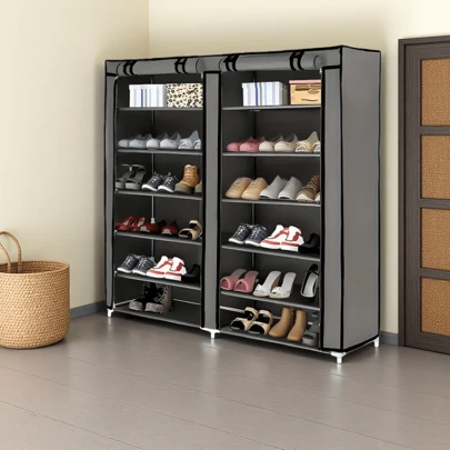 6-Layer Metal Shoe Rack, Independent Large-Capacity Storage Organizer, Home, Multi-Functional Room Type, Floor Installation, Metal Structure, Shoe Storage Organizer, Shoe Storage Organizer