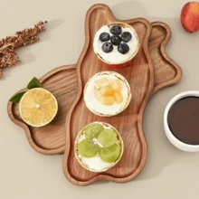 1 pieza Bandeja de madera de acacia, bandeja arcoíris, bandeja de té estilo europeo, bandeja de pan de cocina, bandeja de aperitivos de frutas para el té de la tarde, bandeja de servir y plato de madera maciza asimétrica, plato de cena de madera ligera, adecuada para desayuno, café, té, aperitivos, plantas, desayuno, decoración de habitaciones, accesorios de cocina, regalo ideal para Navidad, Halloween, Acción de Gracias