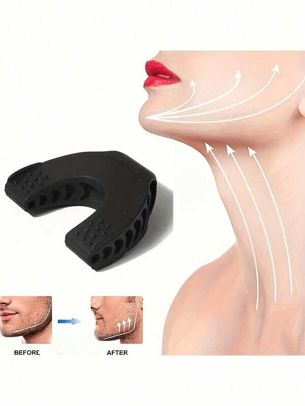 Conjunto de 1 peça de treinador de mandíbula facial, treinador de mandíbula de silicone fortalece a linha da mandíbula, lábios e maçãs do rosto