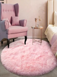 1pc Fluffy Pink Carpet, Plush & Soft, Suitable For Living Room, Bedroom, Bathroom, Game Room, Studio, Decorative Carpet, Holiday Decor, Washable - Pink - View 2