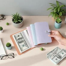 100 Savings Plans, PU Material Money Saving Book, Available In Six Colors: Blue, Black, Green, Purple, Blue, Pink, Contains 50 Sheets, Can Store 100 Banknotes, Extra Large Capacity Cash Storage Notebook, Suitable For Adult Gifts, Graduation Gifts, Birthday Gifts, Holiday Gifts - 青檸色 - 查看 3