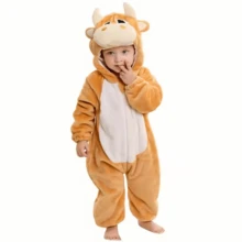 Mono unisex para gatear de bebés de 0 a 3 años, disponible en 6 colores y 6 diseños diferentes, con 6 diseños de animales cartoon: conejo blanco, cerdito, dinosaurio azul, serpentita verde, ternero marrón y ardilla marrón, pato. Es cómodo, suave y cálido, perfecto para usar en temporadas de otoño e invierno; funciona tanto como ropa para gatear como prenda versátil que se puede usar tanto en casa como fuera. - Marrón - Ver 9