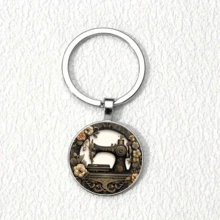 Fashionable Zinc Alloy Keychain - Creative American Wreath Sewing Machine Design, Stylish, Non-Woven Fabric Material (PVC/Leather), Suitable For Fashionable Men, Ideal For Family And Friend Gatherings, Colleague Birthdays, Graduation Ceremonies, Souvenirs Valentine's Day Car Accessories Bag Charm School Cute Goth Y2k Bag Lanyards With Id Holder Car Accessories Bag Charms Christmas Gift Car Accessories Teacher Sister Gift Ideas