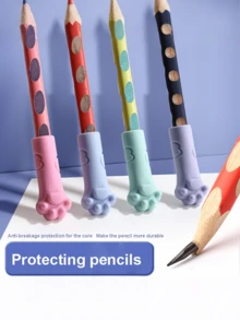 猫爪卡通铅笔帽，带笔套的铅笔帽保护套，耐用舒适的顶部设计，多种铅笔帽款式，颜色随机