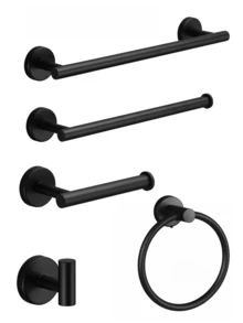 这款欧式浴室收纳套装包括不锈钢毛巾环、毛巾杆、纸巾架、浴袍挂钩、衣帽钩和多功能挂杆。 - 多 - 查看 20