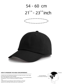 1pc Solid Color Casual Adjustable Baseball Cap, Unisex - Black - View 4