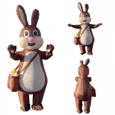 Christmas Inflatable Bunny Animal For Performances, Easter Brown Rabbit Backpack, Cute And Fun Role-Playing Props For Party Stage, Funny Costumes
