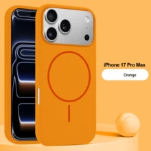 1pc Liquid Silicone Orange Magnetic Wireless Charging Phone Case, Minimalist & Cute Design Compatible With IPhone 17 Pro Max, 16 Pro, 15 Pro Max, 14 Plus, 13, 12, 11