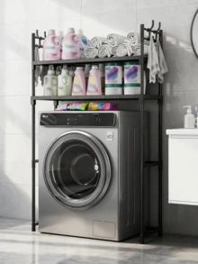 1pc Bathroom Washing Machine Storage Rack, Floor-Standing Multi-Layer Organizer Shelf, Large Capacity For Laundry Detergent & Cleaning Supplies, Household Laundry Room Overhead Storage Rack Bathroom Accessories - Multicolor - View 6