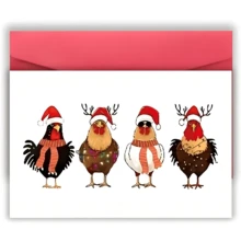 One Fun Santa Claus And Chick Greeting Card - A Cartoon-Themed Holiday Card Suitable For All, Containing The Blessing Of "Merry Christmas," Ideal For Holiday Celebrations. Christmas Cards | Cartoon-Themed Cards | Paper Cards, Christmas Greeting Cards - Multicolor - View 1