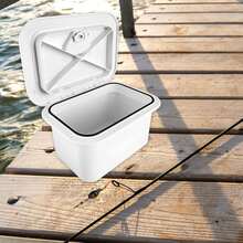 1pc Large Capacity Marine Deck Storage Box, Heavy - Duty ABS Material, Waterproof Boat Organizer;   Practical Nautical Style, White Color, Square Shape, Features Rotating Lid & Sealed Edge Detail. Waterproof & Secure Storage,Ideal For Storing Fishing Tackle, Boat Essentials On Yacht, Deck.   Marine Storage Solution Perfect For Year - Round Boating, Fishing Trips, Summer Water Activities & Great As A Gift For Boaters, Fishing Enthusiasts On Father's Day, Christmas, Boat Celebrations. (White) - 黑與白 - 查看 11