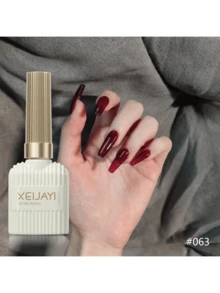 XEIJAYI 1瓶15毫升果冻水晶凝胶指甲油，半透明酒红色，带有透明冰晶效果 - 可卸除UV/LED灯 - 非常适合DIY美甲，送给女性的礼物 - 酒紅色 - 查看 4