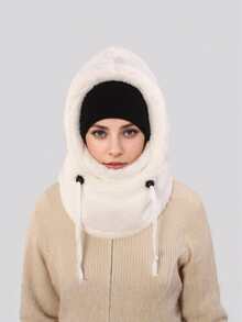 1 peça unissex de lã de cor sólida, aquecedor de orelhas, chapéu, grosso, quente, inverno, esqui, ciclismo, escalada, máscara facial, balaclava à prova de vento