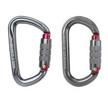 25kN/35kN高强度攀岩登山扣，铝合金材质，两段式自动主锁，适用于宠物固定、露营、徒步旅行、吊床、狗绳背带、钥匙扣等。 - 深灰色 - 查看 1