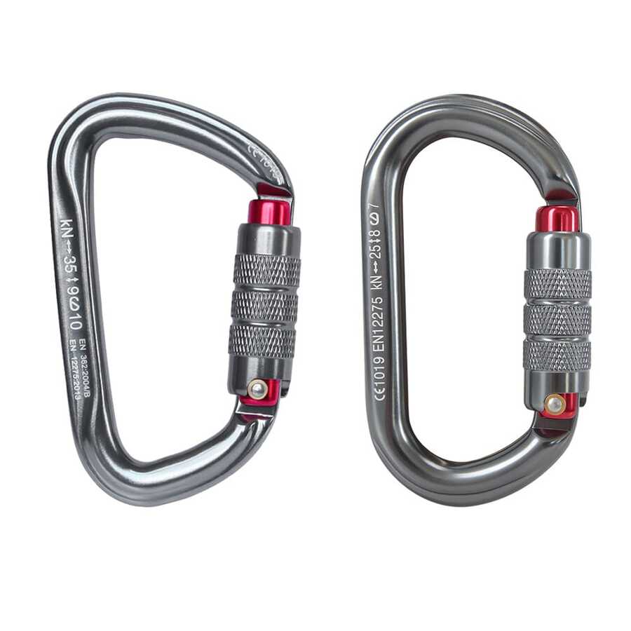 25kN/35kN高强度攀岩登山扣，铝合金材质，两段式自动主锁，适用于宠物固定、露营、徒步旅行、吊床、狗绳背带、钥匙扣等。 - 深灰色 - 查看 1