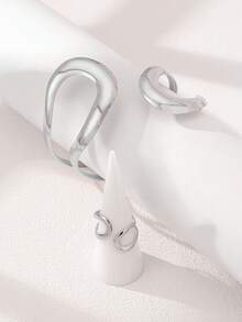 1 Set Geometric Hollow Women Rings & Bracelet Set - Silver - View 3