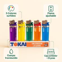 Caja Exhibidor TOKAI 25 Encendedores • Morado/Amarillo/Verde/Naranja/Azul - Multicolor - Ver 4