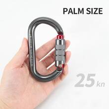 25kN/35kN高强度攀岩登山扣，铝合金材质，两段式自动主锁，适用于宠物固定、露营、徒步旅行、吊床、狗绳背带、钥匙扣等。 - 深灰色 - 查看 7