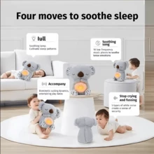 Muñeco de koala que habla y respira, juguetes para dormir, juguetes para dormir para niños, koala para aliviar la ansiedad, 3 modos, muñeco de peluche, regalo para niños - Gris - Ver 5