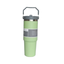 900ML Thermal Bottle With Handle Flip Tumbl Stainless Steel Thermal Insulation With Straw For Gym Work Walking - màu xanh lá - Xem 1