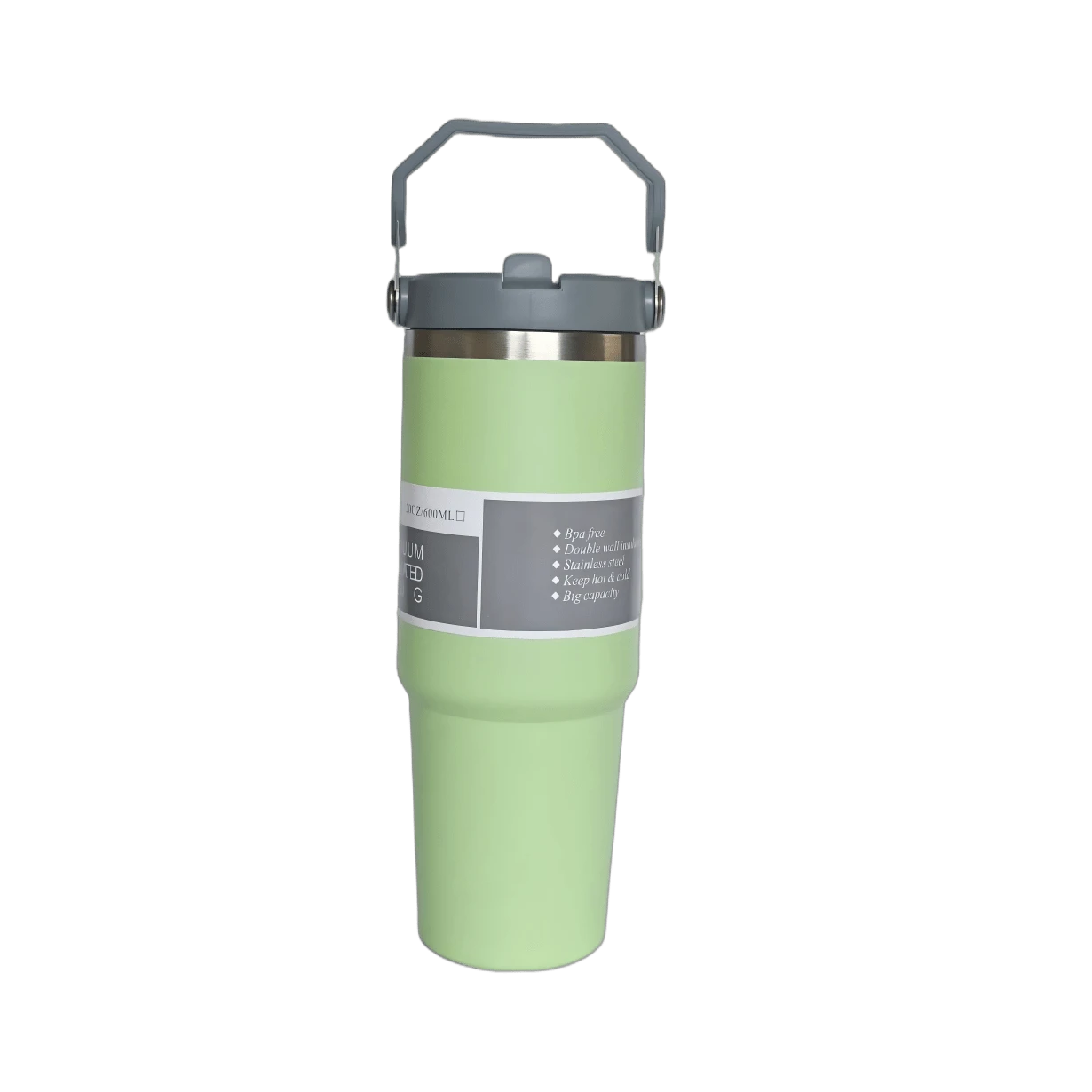 900ML Thermal Bottle With Handle Flip Tumbl Stainless Steel Thermal Insulation With Straw For Gym Work Walking - màu xanh lá - Xem 1