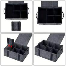 1pc Felt Car Cup Holder Organizer Bag With Compartment Basket - Portable Foldable, Suitable For Kitchen, Camping, Home Storage Rack, Space-Saving Design