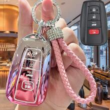 Sarung Gantungan Kunci Mobil dengan Hiasan Berlian Imitasi, Casing Pelindung Kunci TPU Lembut, Cocok untuk Gantungan Kunci Mobil (Dengan Tali Kulit PU), Sarung Pelindung Kunci TPU Lembut, Cocok untuk RAV4, Camry, Corolla, Avalon, C-HR, Prius, GT86, Highlander 2018-2022, Hadiah - MultiWarna - View 7