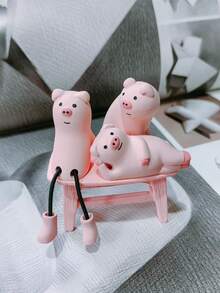 Decoração de Mesa Fofa de Porquinho, Miniatura Adorável de Porco, Ornamento de Mesa Encantador de Porco Rosa Semelhante a Boneca, Miniatura Decorativa de Animal em Resina, Artesanato Colecionável Kawaii