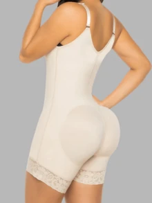 1pc Women's High Compression Shapewear, Butt Lift, Tummy Control, Thigh Slimming Bodysuit, Daily Wear - Apricot - View 5