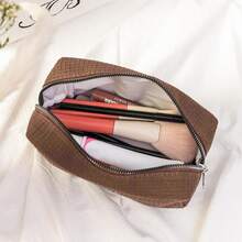 Personalized Waffle Makeup Bag, Customized Name Toiletry Bag, Embroidered Letter Makeup Bag, Initial Monogram Makeup Bag, Bridesmaid Makeup Bag, Personalized Waffle Woven Makeup Bag: Embroidered Letter Makeup Bag