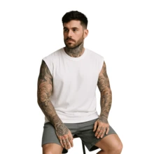 Kit 3 Men's Oversized Tank Tops Macho Workout Gym Streetwear Plain Premium - 黑色/海軍藍/白色 - 查看 5