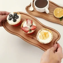 1 pieza Bandeja de madera de acacia, bandeja arcoíris, bandeja de té estilo europeo, bandeja de pan de cocina, bandeja de aperitivos de frutas para el té de la tarde, bandeja de servir y plato de madera maciza asimétrica, plato de cena de madera ligera, adecuada para desayuno, café, té, aperitivos, plantas, desayuno, decoración de habitaciones, accesorios de cocina, regalo ideal para Navidad, Halloween, Acción de Gracias