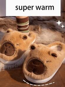Capybara Slippers, Cartoon Capybara Slippers For Winter, Casual Style For Women, Fabric Upper, Rubber Sole, Washable Indoor House Slippers, Comfortable Fabric Lining And Cushioned Insole, Soft And Warm, Suitable For Indoor/Outdoor Wear, Plush Lining, Lightweight Rubber Sole, Fashionable INS Style, Cute Unisex Couples Autumn/Winter House Slippers Insulation,Galentines,Puppy,Carnival,Party Decorations,Shoe,Spring Summer Picks,Brides Maid Gifts,Room,Bedroom Decor,Beach,Travel,For Men,For Women,Vacation,Cute Stuff - Multicolor - View 9