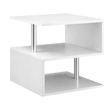 HOMCOM Square Side Table, 3-Tier End Table With Storage Shelves And Metal Frame, S-Shaped Accent Table For Living Room, Bedroom, White - 白色 - 查看 10