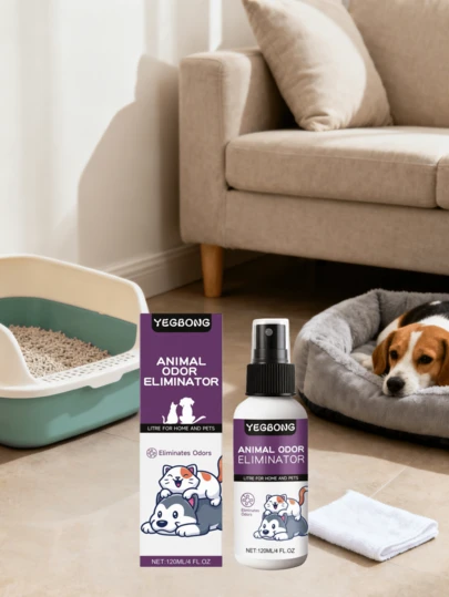 宠物除臭喷雾，温和清洁除臭剂，适用于猫砂盆、狗窝等。