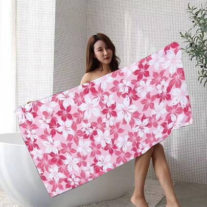 1pc Floral Pattern Quick Dry Microfiber Towel Oversized Ultra-Fine Fiber Breathable Portable Swimming Travel Towel Portable Ultralight Camping Hiking Bath Towels Multiple Sizes For Swimming Vacation Travel Women Travel Gym Yoga Resort Mountain Climbing Shower Camping Accessory Ultra Absorbent & Quick-Dry, Luxury Bath Sheet For Spa, Hotel, Home Use