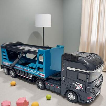 玩具，玩具车，儿童玩具车，儿童玩具车辆，卡车，卡车模型，惯性动力推拉，男孩游戏，男孩玩具，互动玩具，节日礼物，生日礼物，圣诞节，万圣节，拖车，集装箱卡车，运输车辆