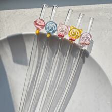 1 pièce Set de pailles réutilisables, tubes en verre décoratifs, faciles à nettoyer, tubes en verre incurvés, convenant aux jus, cocktails, milkshakes, limonades, cafés, smoothies. Comprend des capuchons de pailles, pailles, tasses - Multicolore - Voir 1