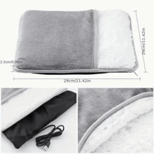 USB Heated Foot Pad Washable Flannelette Electric Foot Pad Household Warm Slippers - Light Grey - View 6