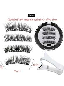 1 set 4 buc. tuș de ochi magnetic și gene magnetice - Gene false magnetice reutilizabile cu aspect natural, model vulpe, care îmbunătățesc și alungesc genele, gene 3D ondulate și pufoase, fără lipici, confortabile, cu magnet puternic, gene false de nurcă de 5-11 mm pentru purtare zilnică, impermeabile, reutilizabile, impermeabile, pentru petreceri, întâlniri