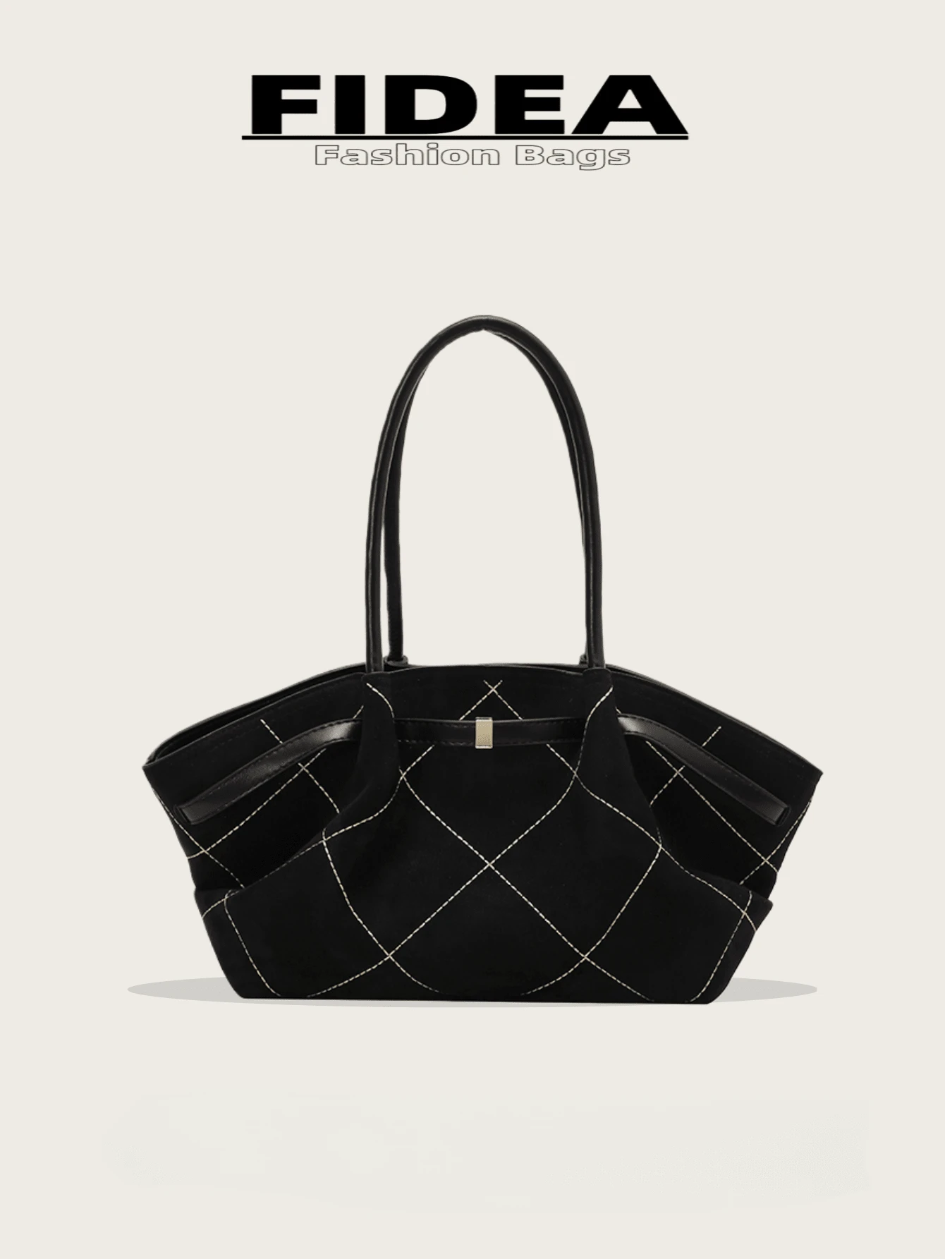 1 pieza Bolso de mano de gran capacidad para mujer, de cuero de PU de color rojo burdeos, con decoración de cinturón, material de PU, bolso de hombro tipo tote, estilo retro minimalista y elegante, adecuado para compras, ir al trabajo y uso diario de las mujeres - Negro - Ver 1