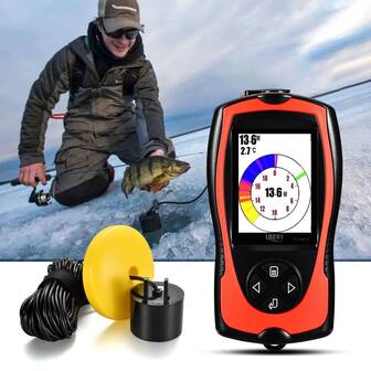 LUCKY FF1108-1CT Buscador de peces portátil con sonda, detector de profundidad con cable, sondeo de profundidad de 100m, pantalla a color de 2.4", equipo de pesca