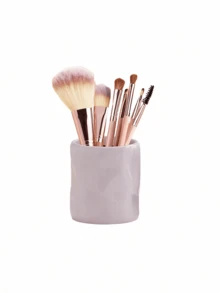 1个纹理树脂化妆刷架，不对称浮雕设计，高端办公桌笔筒，迷你树脂花瓶装饰，适用于客厅、卧室、办公室、节日和生日礼物 - 彩色 - 查看 16