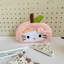 Sanrio 1pc Sanrio For Hello Kitty Large Pencil Case - Stylish Canvas Stationery Organizer With Zipper, Multi-Functional For Coins And Cosmetics, Office Supplies, Cute School Supplies, Playful Design, Secure Zipper Closure,Cosmetic Bag