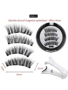 1 set 4 buc. tuș de ochi magnetic și gene magnetice - Gene false magnetice reutilizabile cu aspect natural, model vulpe, care îmbunătățesc și alungesc genele, gene 3D ondulate și pufoase, fără lipici, confortabile, cu magnet puternic, gene false de nurcă de 5-11 mm pentru purtare zilnică, impermeabile, reutilizabile, impermeabile, pentru petreceri, întâlniri