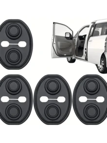4pcs Silicone Car Door Lock Protector - Shock Absorbing Rubber Cover, Fits All Vehicles, Black Round Design With Metal Clasp, Durable Door Lock Interior Protection, Car Door Lock Protector, Vehicle Accessories, Fashion Accessory, Flexible Protection