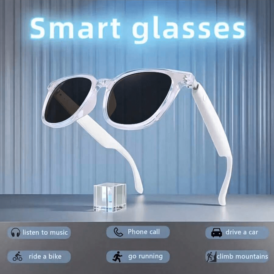 Gafas inteligentes, adecuadas tanto para hombres como para mujeres, con llamadas inalámbricas de cancelación de ruido automática inteligente, control de música/cámara, micrófono incorporado, altavoces de efecto estéreo y baterías duales de 70mAh*2, con resistencia al polvo y al agua IP68, perfectas para conducir y regalar durante festivales