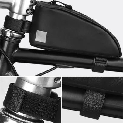 1个自行车上管包/前车架包，涂层涤纶骑行包，紧凑型自行车车架收纳包，可存放能量棒/工具，山地车/公路车必备运动包，适合运动、健身、锻炼、旅行、度假，男女通用，旅行必备耐用自行车包，自行车配件，自行车车架骑行包
