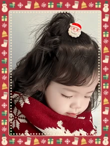 10pcs/Set Girls Cartoon Christmas Santa Claus, Snowman, Reindeer Hair Scrunchies, Elastic Hair Ties, Princess Hair Accessories